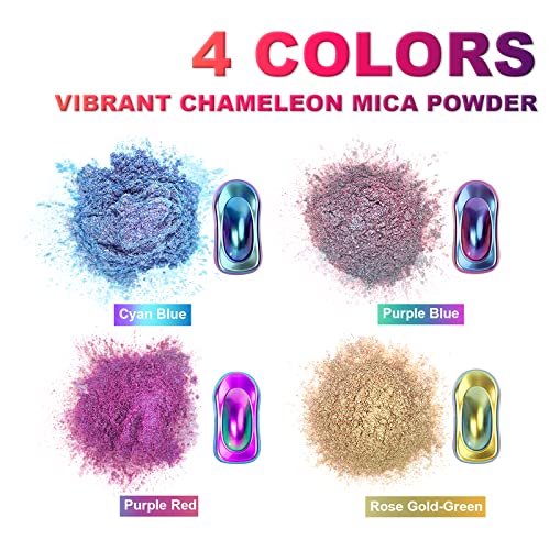 Mica Powder for Epoxy Resin, 4 Color Shift Chameleon and 20 Pigment