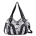 Angelkiss Women Top Handle Satchel Handbags Shoulder Bag Messenger Tote Washed Leather Purses Bag (Black Leopard)