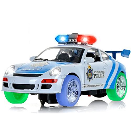 Haktoys Battery Operated Bump & Go Action Police Car with Lights and Siren Sound