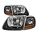HEADLIGHTSDEPOT Black Housing Halogen Headlights Compatible with Ford Expedition F-150 Lightning SVT Harley Includes Left Driver and Right Passenger Side Headlamps