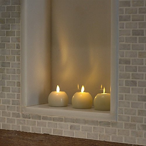 Real Wax Flameless Candles with Timer (Set of 6) - Round Ball Ivory LED Candles 2.2"x 1.6"- Flickering Warm White Flame - Battery Operated Candles Lights with 10-Key Remote Control- Unscented