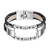 bayite Leather Bands Compatible Fitbit Alta and Alta HR, Adjustable Metal Clasp Accessory Bracelet Small Large