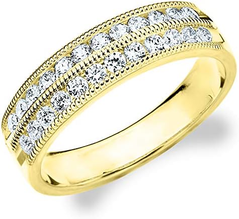 50CTTW Double Row Diamond Ring, 1/2ct 2-Row Wedding Anniversary Ring in 10K Gold