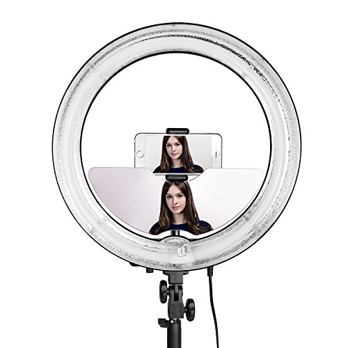 Neewer-18-inches-Ring-Light-Accessories-KitPlastic-Mirror-Smart-Phone-Holder-and-Bluetooth-Remote-Controller-for-Smartphone-Self-Portrait-Video-Shooting
