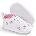 LNGRY Newborn Baby Girls Floral Crib Shoes Soft Sole Anti-Slip Canvas Sneakers (White, 6-12 Months)