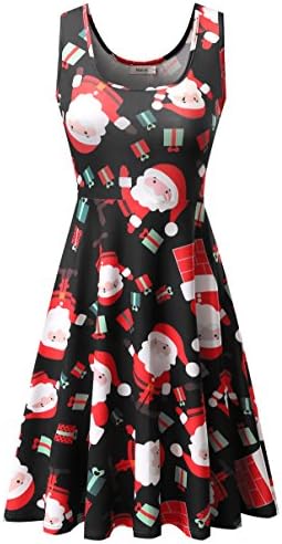 Malist Women's Chrismas Halloween Midi Dress Sleeveless A Line Flared Dress