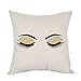 Moslion Eyelashes Pillow Home Decorative Throw Pillow Covers Pair of Black Eyelashes Cotton Linen Cushion Cover Square Pillow Cases for Men Women Boys Girls Sofa Bedroom Livingroom 18