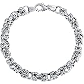 LELOUCHY 6MM Byzantine Chain Bracelet Solid 925 Sterling Silver Man Link Bracelet Made in Italy with Lobster Clasp for Men Women Size 7/8/9