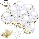 SOTOGO 15 Pieces Gold Confetti Balloons 12 Inches Party Balloons With Golden Paper Confetti Dots(Confetti Has Put Into The Balloons) For Party Decorations Wedding Decorations And Proposal