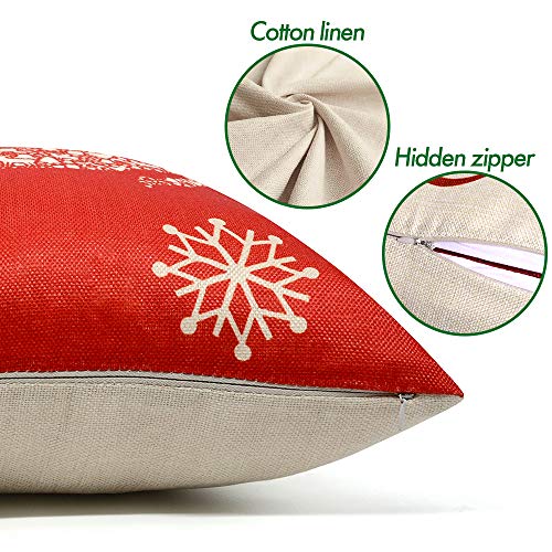 HINZER 6 PCS Christmas Pillow Covers 18 X 18 inch Christmas Decorations Christmas Throw Pillow Covers Decorative Throw Pillow Cases Cushion Covers for Holiday Indoor Home Décor Sofa Living Room Cars