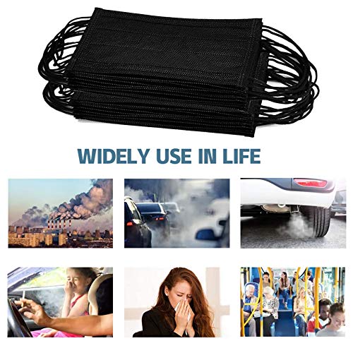 Msaaex Black Disposable Mask 4 Ply Disposable Face Masks, Mouth Cover with Adjustable Nose Wire