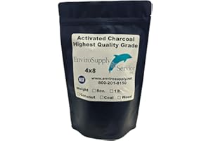 EnviroSupply 4x8 Activated Carbon (Virgin Coconut Shell), Bulk Charcoal for Gas, Air Purification, Odor Removal, Deodorizer Vapor Phase Applications - Resealable 1 Pound Bag (455 grams)