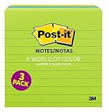 Post-it Notes, America's #1 Favorite Sticky Note, 4 in x 4 in, Jaipur Collection Lined, 3 Pads/Pack (675-3AUL)