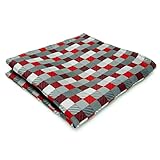 Shlax&Wing Checked Gray Grey Silver Red Crimson Handkerchief Mens Ties