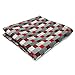 Shlax&Wing Checked Gray Grey Silver Red Crimson Handkerchief Mens Ties