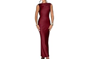 Memoriesea Women's Elegant Sleeveless High Neck Tie Cocktail Wedding Party Maxi Dress