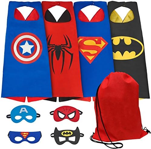 NAGNACA Comics Cartoon Hero Costumes Toddlers Cape and Mask for Kids with Red Bag