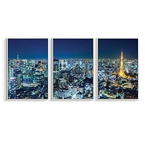 Framed Canvas Wall Art for Living Room, Bedroom Modern City View Canvas Prints for Home Decoration Ready to Hanging - 16"x24"x3 Panels