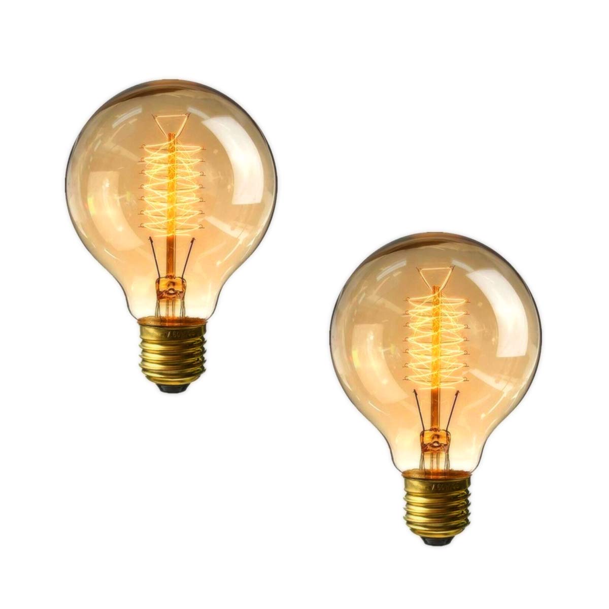2 Pack Vintage Edison Light Bulb G80 40W, Dimmable E27 Screw Bulb, Decorative Spiral Filament Bulbs Warm White 2700K, 240V