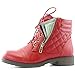 DailyShoes Women's Ankle Boots Combat Boot Low Heel Lace Up Zip Pocket Martin Short Wild Flat Style Fashion Non Slip Outdoor Shoes Exclusive Credit Card Bootie Susan-01 Red Pu 8.5