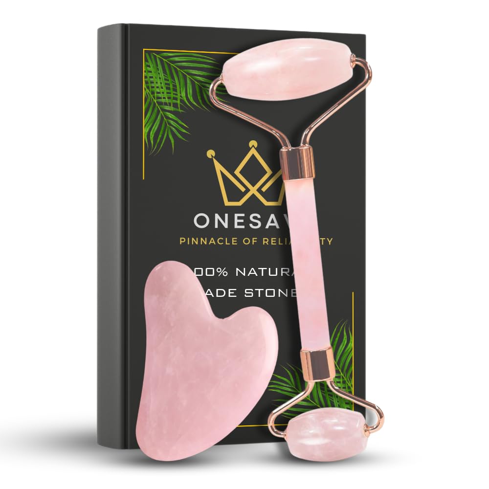 Generic Jade Roller and Gua Sha Set, Face Roller with Gua Sha Stone for Women, Face Neck Body Massage Tool and Gua Sha Scraping Stone