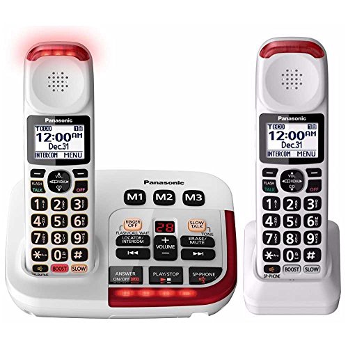 Panasonic KX-TGM420W Amplified Cordless Phone with Digital Answering Machine, 2 Handsets, White - Thumbnail 4