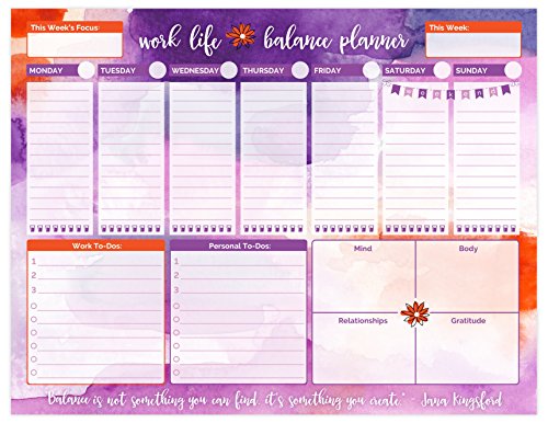 bloom daily planners Work/Life Balance Planning Pad - Tear Off Weekly Work and Personal To Do Pad - Planning System To Do Pad - 8.5