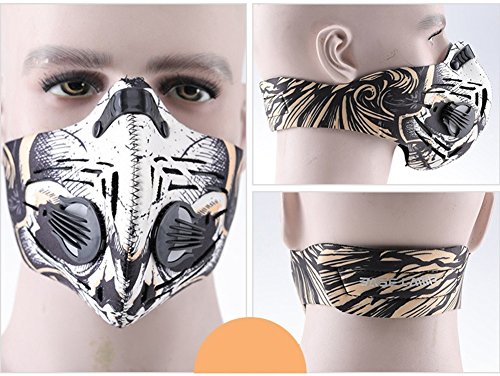 Dustproof Mask,Lorsoul Dust Mask Activated Carbon Filtration Exhaust Gas Anti Pollen Allergy PM2.5 Workout Running Motorcycle Cycling Half Face Mask (Yellow Skull)