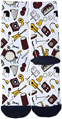 Guitar Drum Organ Piano Custom Socks Creative Socks for Men/Women Casual Cartoon Socks Black