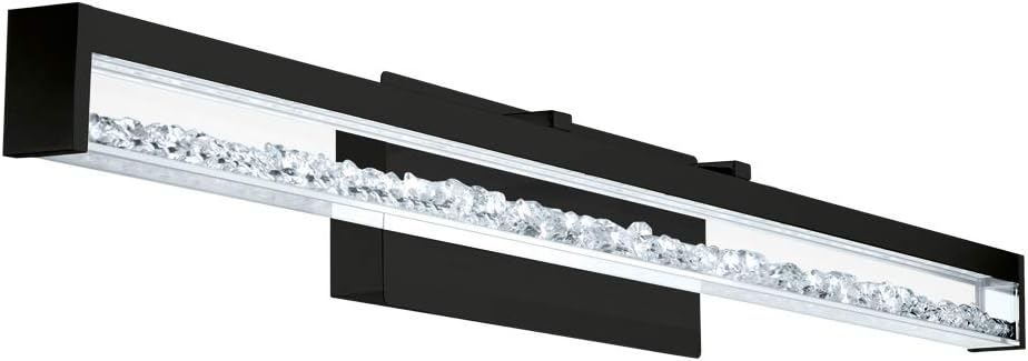EGLO204258A Cardito 39" Modern Crystal Glass Vanity Lighting Damp Certificated Wall Sconce Bathroom Dimmable LED Mirror Lighting Fixture, Black