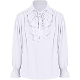 Bbalizko Mens Pirate Shirt Ruffle Victorian Renaissance Steampunk Vampire Poet Shirts Gothic Medieval Costume