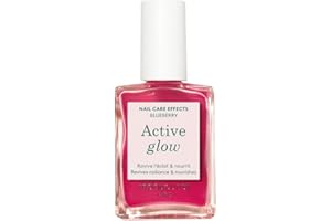 Manucurist Active Glow Blueberry All-in-One Perfecter Nail Polish & Care - No Lamp - Vegan & Made in France Ultra-Glowy Rose Mirror-Like Shine - Nail Concealer & Care - Plant-Based Ingredients