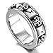 INBLUE Men's Stainless Steel Ring Band Silver Tone Black Skull Pyramid