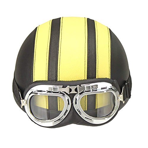 Ocamo Motorcycle Helmet Unisex Men Women Open Face Half Visor Protection Goggles Safety Helmet Yellow - Thumbnail 2