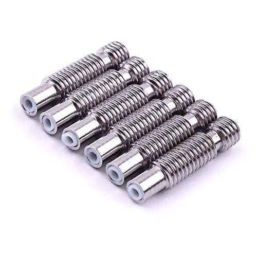 ATOPLEE 6pcs 3D Printer Extruder Hot End Nozzle Throat with Teflon Tube for E3D V5 3D Printer (1.75mm)