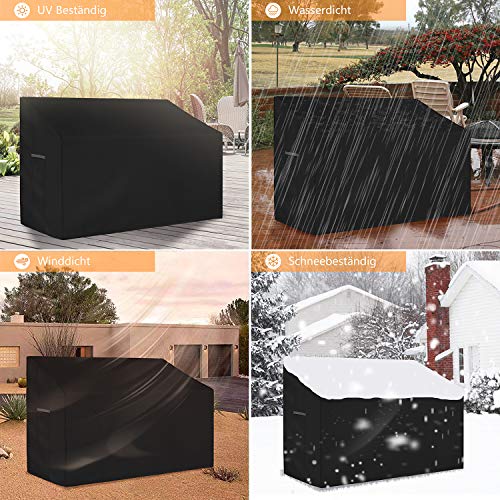 Dokon 3 Sitzer Gartenbank Abdeckung mit Belüftungsöffnungen, Wasserdicht Winddicht UV-Beständiges Schwerlast 600D Oxford Gewebe Schutzhülle für Gartenbank, Gartensofa (163x66x63/89cm) - Schwarz – Bild 4
