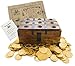 Well Pack Box Wooden Pirate Treasure Chest 8 x 6 x 4.25 with 144 Plastic Coins Authentic Paper Pirate Commission Real World Brown Nautical Paper Map