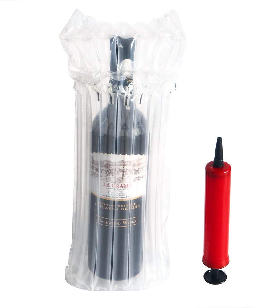 YFOX 10 x Inflatable Wine Bottle and Air Bag Protectors with Air Pump for Transport and Safe Packaging