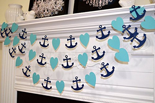 Amazon Com Turquoise And Navy Anchor Heart Garland Wedding