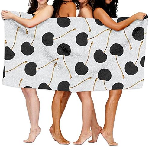 Doppyee Black Cherry Beach Bath Towel And Bag Set Large/Poncho Swim Beach Bath Towel Surfing