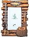 WD Rustic Wood Log Photo Frame with Fishing Theme Accents 4x6 (Vertical)