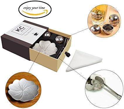 Tea Infuser Tea Strainer Stainless Steel Tea Steeper Tea Ball Infuser, Suits Single Cup Mug Or Teapot 2x Single Cup Infusers, Gift-box, Tea Scoop and Drip Trays Included (silver)