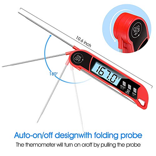 Meat Thermometer, Trofoty Instant Read Digital Meat Thermometer Smart Lcd Display Kitchen Cooking Food Candy BBQ Grill Coffee Milk and Bath Water Temperature Thermometer