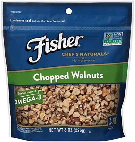 FISHER Chef's Naturals Chopped Walnuts, 8 oz, Naturally Gluten Free, No Preservatives, Non-GMO