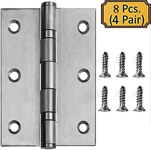 ALTBP 8PCS Kitchen Cabinet Door Hinges Silver, Folding Butt Hinges Satin Nickel for Kitchen Cabinets Cupboard Doors Windows Drawers Dressers Boxes (2.5Inch Length[8PCS])