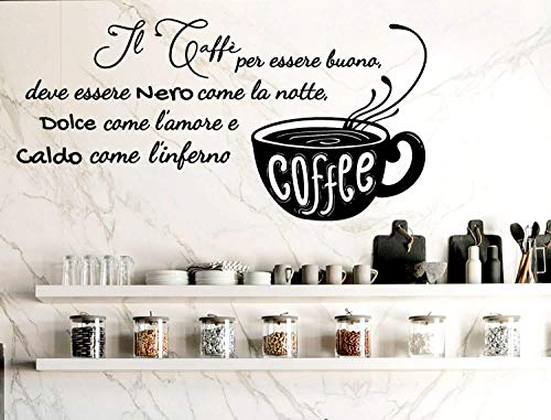 Adesivi Murali Frasi Cucina Caffe Wall Stickers Caffe Nero Caldo Kitchen Decorazione Casa Da Parete Cucina Adesivo Muro Cucina Caffe Citazioni Decorazioni Da Muro Bar Ristorante Stickerdesign Amazon It Handmade
