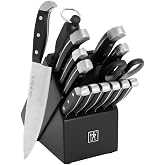 HENCKELS Premium Quality Statement 15-Piece Knife Set with Block and Knife Sharpener, Razor-Sharp, German Engineered Knife Informed by over 100 Years of Masterful Knife Making, Black Block