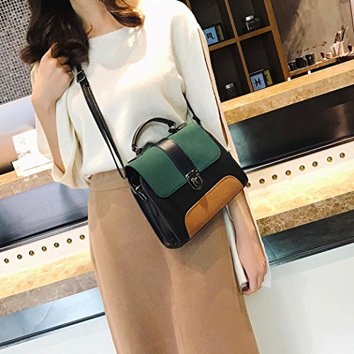 Clearance Sale! ZOMUSAR Fashion Women Girl Patchwork PU Leather Buckle Bag Crossbody Shoulder Bag (Green)