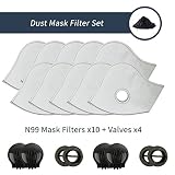 AIRNEX Set of 10 Activated Carbon N99 PM2.5 Filters and 4 Exhaust Valves Replacement fit most Dust and Pollution Masks in the market | For Every Product Sold We Plant Trees | Formerly named AirShielz