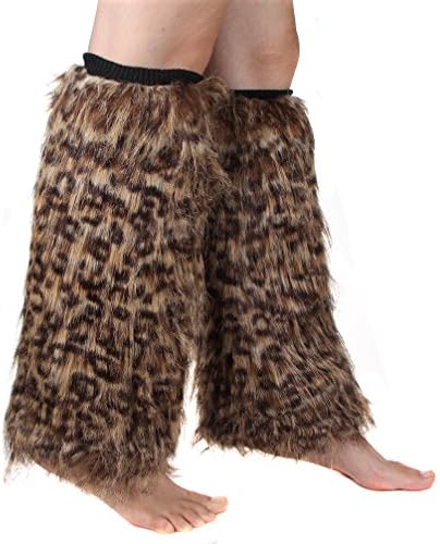 ECOSCO One Pair Women Leopard Cozy FUZZY Faux Fur Leg Warmer Boot Cuff Cover (1)